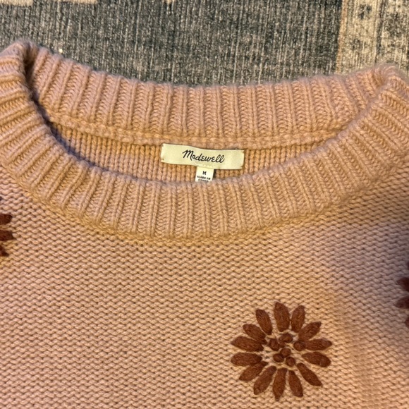 Madewell Pink Floral Crew Neck Sweater - Picture 6 of 7